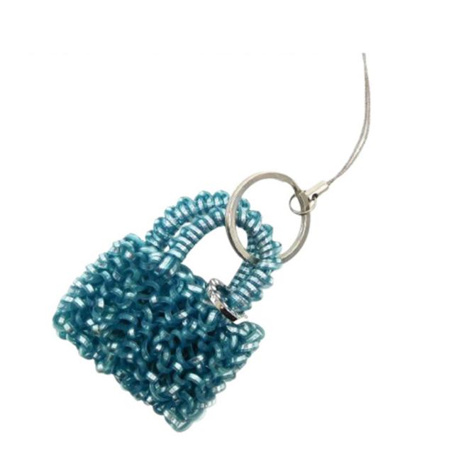 【X'masセール★30%OFF】アンテプリマ ANTEPRIMA キーリングロゴリング バッグモチーフ ブルーグリーン×シルバー レディース 中古