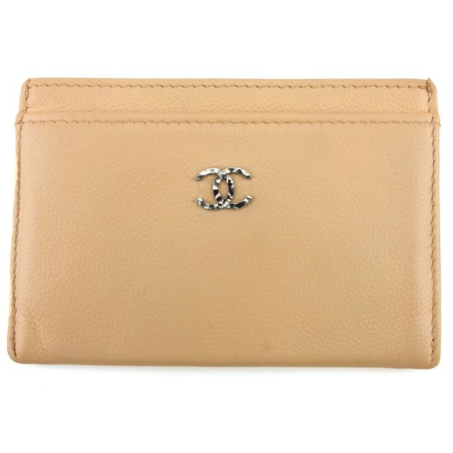 【BIGお買い物ラリー★30%OFFセール中】シャネル CHANEL カードケースココマーク ベージュ シルバー レディース 中古