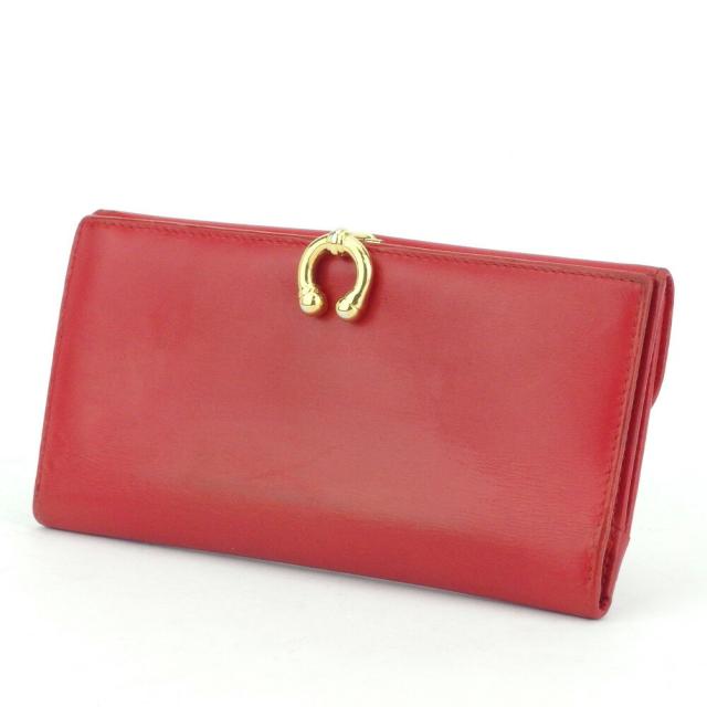 【BIGお買い物ラリー★30%OFFセール中】グッチ GUCCI 長財布ホースシュー オールドシャネル レッド ゴールド レディース 中古