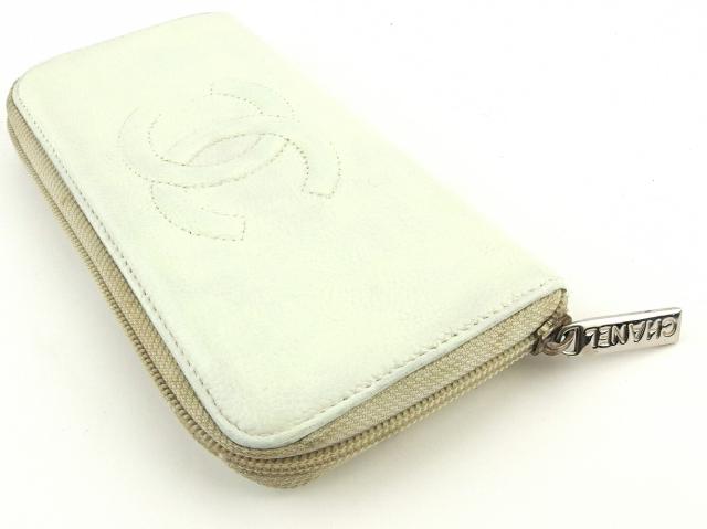 【GWタイムセール】シャネル CHANEL 長財布ココマーク オールドシャネル ホワイト 白 シルバー レディース 中古_2