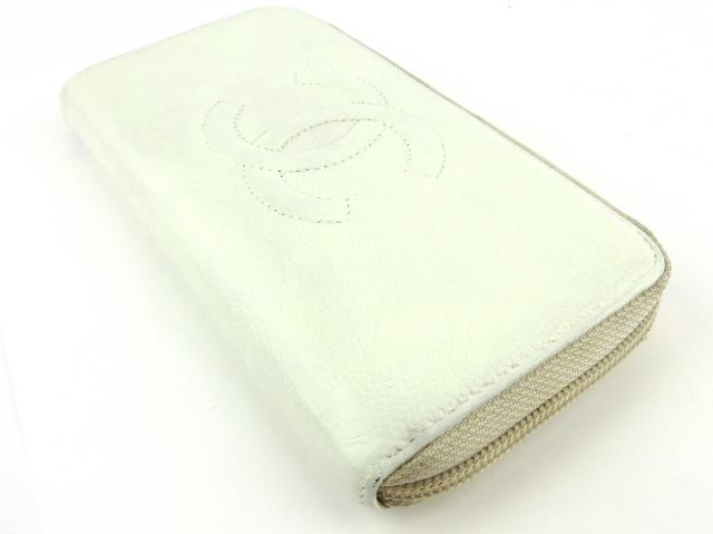 【GWタイムセール】シャネル CHANEL 長財布ココマーク オールドシャネル ホワイト 白 シルバー レディース 中古_3