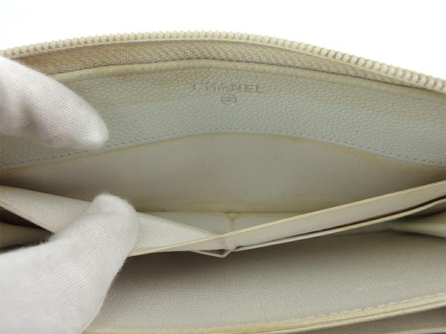 【GWタイムセール】シャネル CHANEL 長財布ココマーク オールドシャネル ホワイト 白 シルバー レディース 中古_5