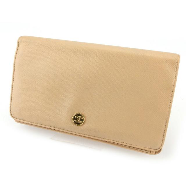 【X'masセール★30%OFF】シャネル CHANEL 長財布ココボタン ベージュ レディース 中古