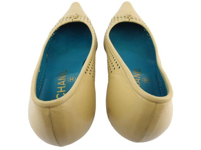 シャネル CHANEL パンプスパンチング ♯35ハーフC ココマーク ベージュ レディース 中古_3