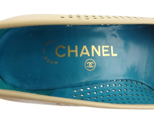 シャネル CHANEL パンプスパンチング ♯35ハーフC ココマーク ベージュ レディース 中古_8