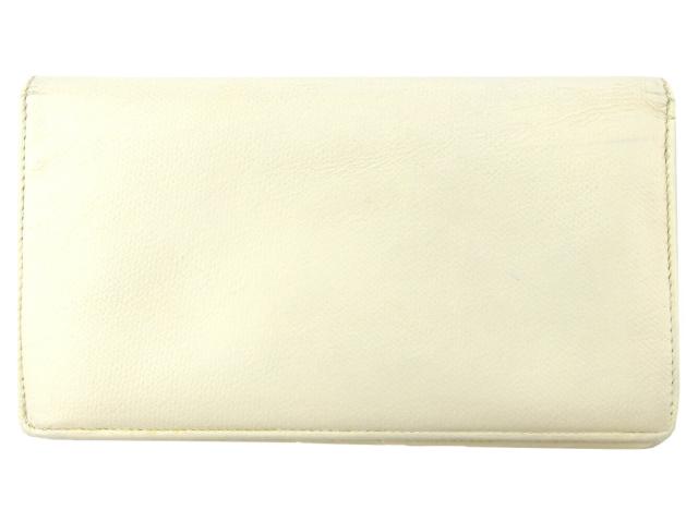 【BIGお買い物ラリー★30%OFFセール中】シャネル CHANEL 長財布ココボタン オールドシャネル ホワイト 白 シルバー レディース 中古