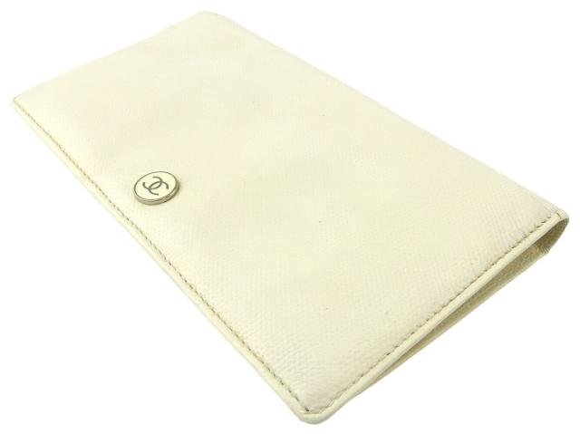 シャネル CHANEL 長財布ココボタン オールドシャネル ホワイト 白