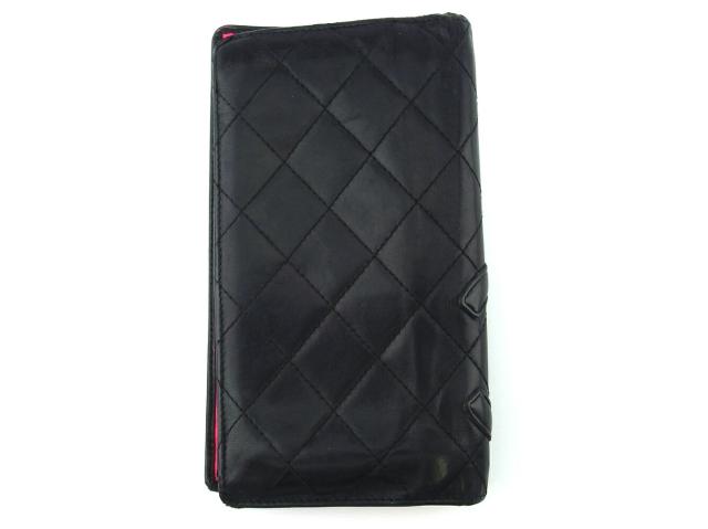 【GWタイムセール】シャネル CHANEL 長財布カンボンライン オールドシャネル ブラック ピンク シルバー レディース 中古_1