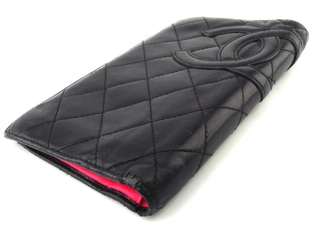 【GWタイムセール】シャネル CHANEL 長財布カンボンライン オールドシャネル ブラック ピンク シルバー レディース 中古_2