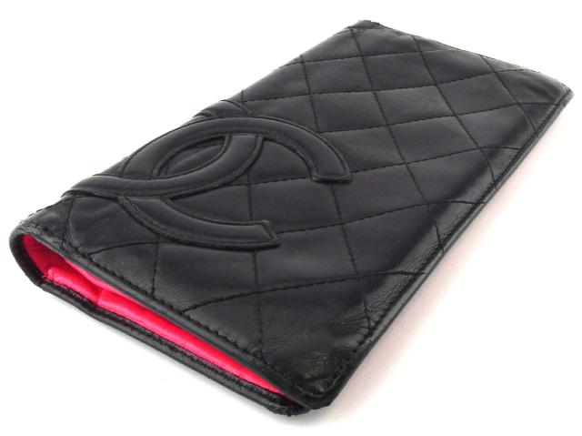 【GWタイムセール】シャネル CHANEL 長財布カンボンライン オールドシャネル ブラック ピンク シルバー レディース 中古_3