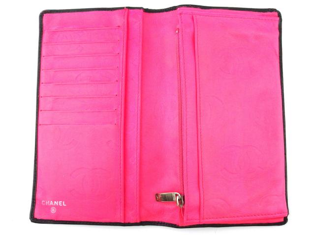 【GWタイムセール】シャネル CHANEL 長財布カンボンライン オールドシャネル ブラック ピンク シルバー レディース 中古_4