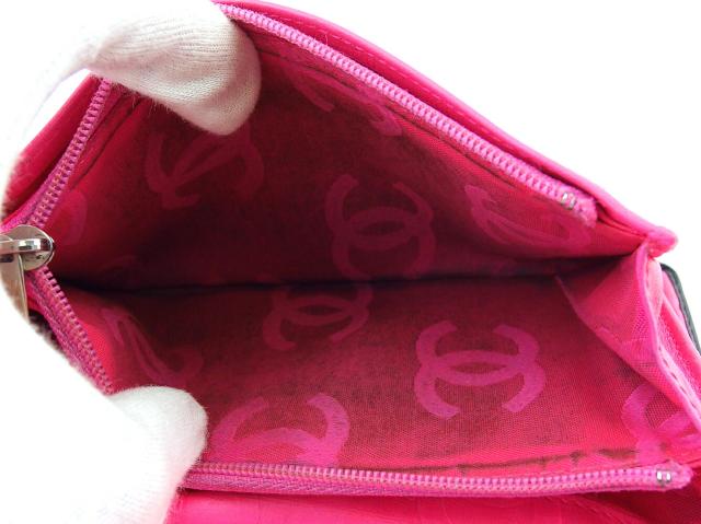 【GWタイムセール】シャネル CHANEL 長財布カンボンライン オールドシャネル ブラック ピンク シルバー レディース 中古_6