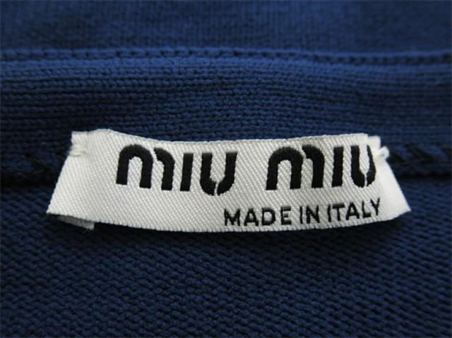 【BIGお買い物ラリー★30%OFFセール中】ミュウミュウ MIUMIU ニットフルーツモチーフ ♯42サイズ ラウンドネック ネイビー イエロー オレンジ系 レディース 中古 ミュウミュウ MIUMIU ニットフルーツモチーフ ♯42サイズ ラウンド