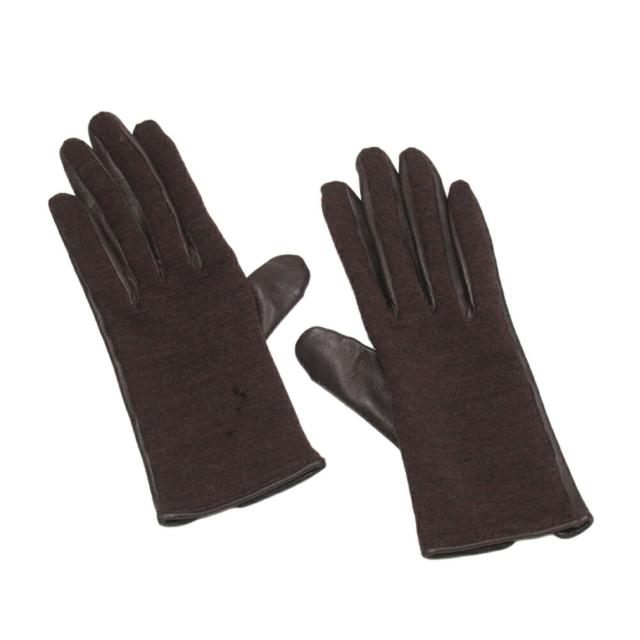 【BIGお買い物ラリー★30%OFFセール中】エルメス HERMES 手袋異素材コンビ ブラウン レディース 中古