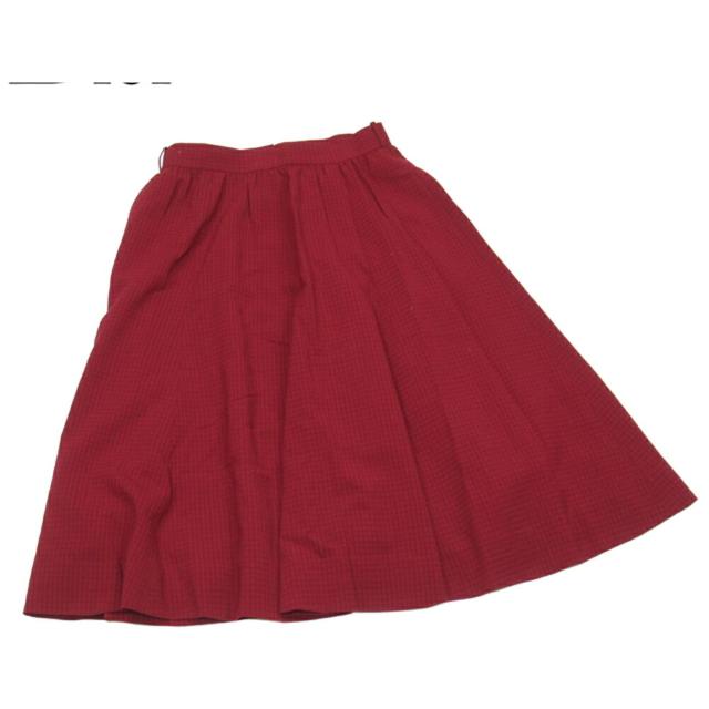 【X'masセール★30%OFF】ディオール Dior スカートチェック ♯Mサイズ レッド レディース 中古