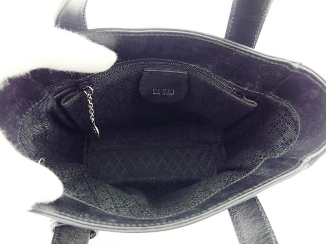 【月末タイムセール】グッチ GUCCI ハンドバッグロゴプレート オールドグッチ ブラック シルバー レディース 中古_6
