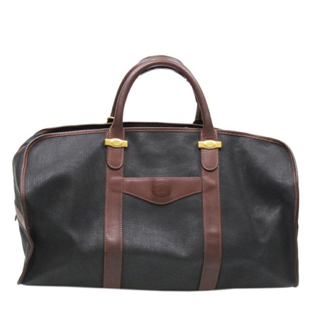 【BIGお買い物ラリー★30%OFFセール中】ダンヒル Dunhill ボストンバッグヘリンボーン ブラック ブラウン ゴールド レディース 中古