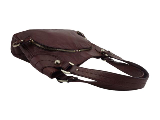 バリー BALLY トートバッグZIPポケット ブラウン ゴールド レディース 中古_3