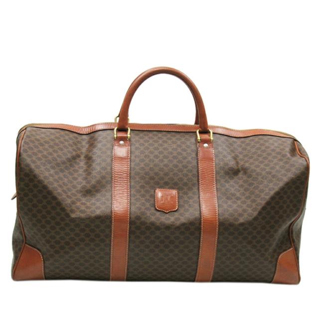 【BIGお買い物ラリー★30%OFFセール中】セリーヌ CELINE ボストンバッグマカダム ブラウン ベージュ ゴールド レディース 中古