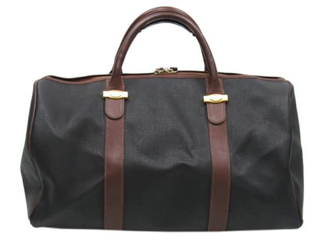 ダンヒル Dunhill ボストンバッグヘリンボーン ブラック ブラウン ゴールド レディース 中古_1