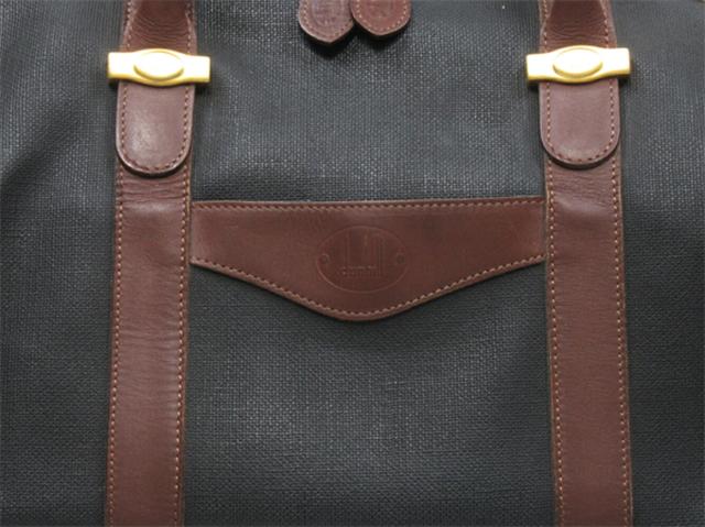 ダンヒル Dunhill ボストンバッグヘリンボーン ブラック ブラウン ゴールド レディース 中古_4