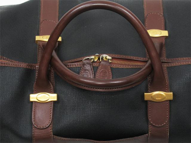 ダンヒル Dunhill ボストンバッグヘリンボーン ブラック ブラウン ゴールド レディース 中古_5