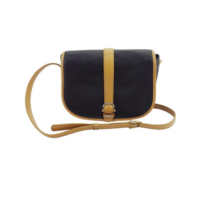 【BIGお買い物ラリー★30%OFFセール中】セリーヌ CELINE ショルダーバッグロゴプレート ブラック ベージュ ゴールド レディース 中古