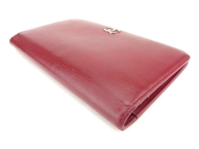 シャネル CHANEL 長財布セブルガ ココマーク レッド シルバー レディース 中古_2