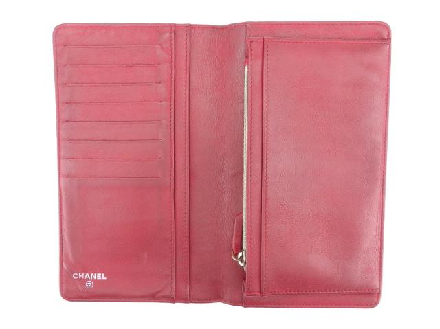 シャネル CHANEL 長財布セブルガ ココマーク レッド シルバー レディース 中古_4
