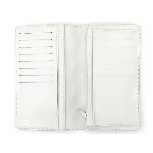 【週末セール★30％OFF】シャネル CHANEL 長財布アイコンシリーズ オールドシャネル グレー 灰色 シルバー ホワイト 白 レディース 中古_4