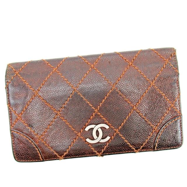 【X'masセール★30%OFF】シャネル CHANEL 長財布マトラッセ ブラウン レディース 中古
