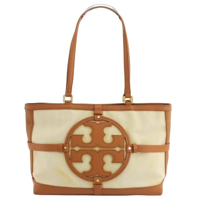 【BIGお買い物ラリー★30%OFFセール中】トリーバーチ Tory Burch トートバッグダブルTロゴ ベージュ ライトブラウン レディース 中古