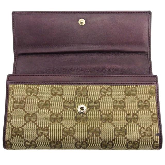レディース GUCCI ラブリーハート GG柄 レザー 長財布 ブラウン