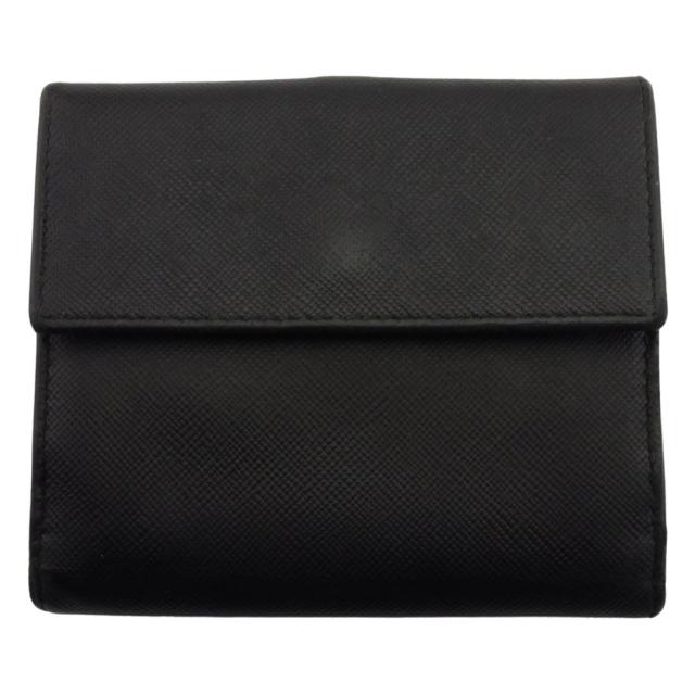プラダ PRADA 二つ折り財布ロゴクリップ ブラック レディース 中古_1