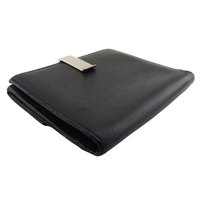 プラダ PRADA 二つ折り財布ロゴクリップ ブラック レディース 中古_2