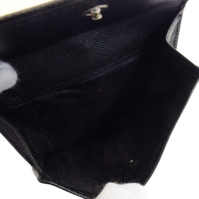 プラダ PRADA 二つ折り財布ロゴクリップ ブラック レディース 中古_7