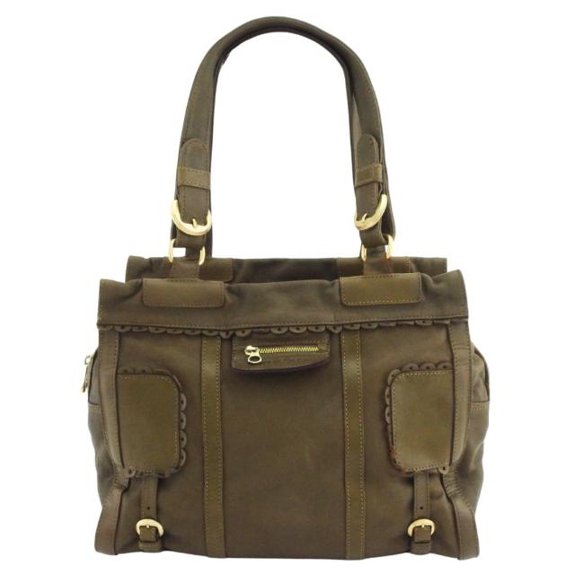 【BIGお買い物ラリー★30%OFFセール中】シーバイクロエ SEE BY CHLOE トートバッグPOYA ポヤ スカラップ カーキ レディース 中古