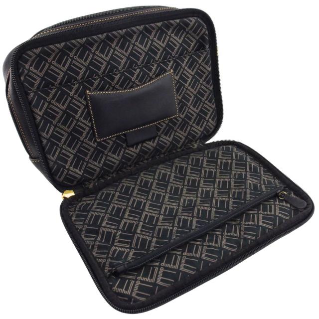 【30％OFF★土日ひと休み大売り出し】ダン吸血鬼 Dunhill クラッチバッグロゴプレート 黒いこと レディース 中古