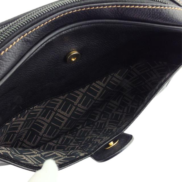 【30％OFF★土日ひと休み大売り出し】ダン吸血鬼 Dunhill クラッチバッグロゴプレート 黒いこと レディース 中古