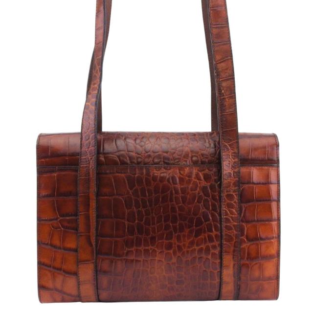 バリー BALLY トートバッグクロコ調 Bマーク付き ブラウン レディース 中古