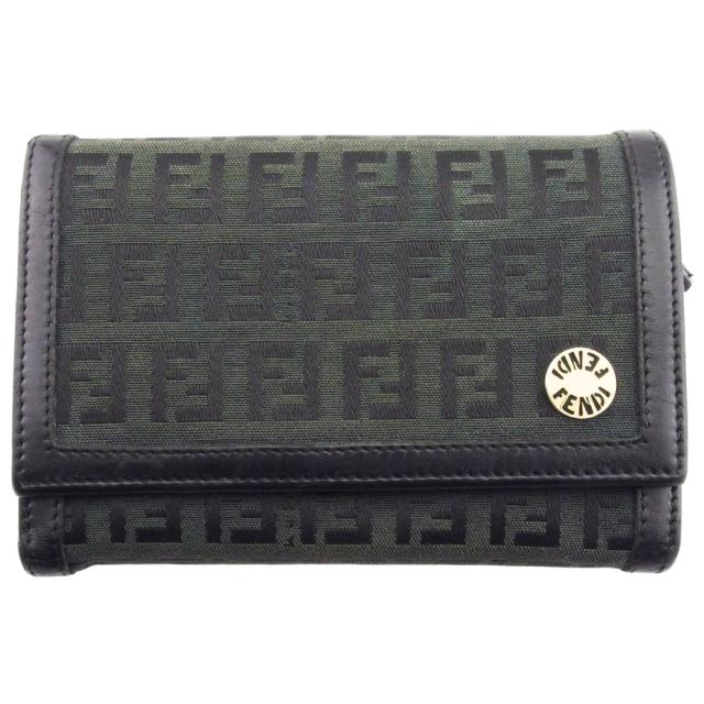 【BIGお買い物ラリー★30%OFFセール中】フェンディ FENDI 長財布ズッキーノ ブラック グレー 灰色 レディース 中古