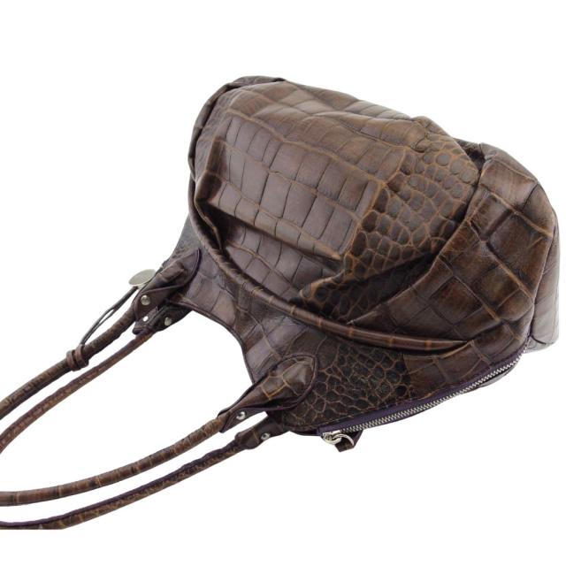 フルラ Furla トートバッグクロコ調 ロゴチャーム付き ブラウン