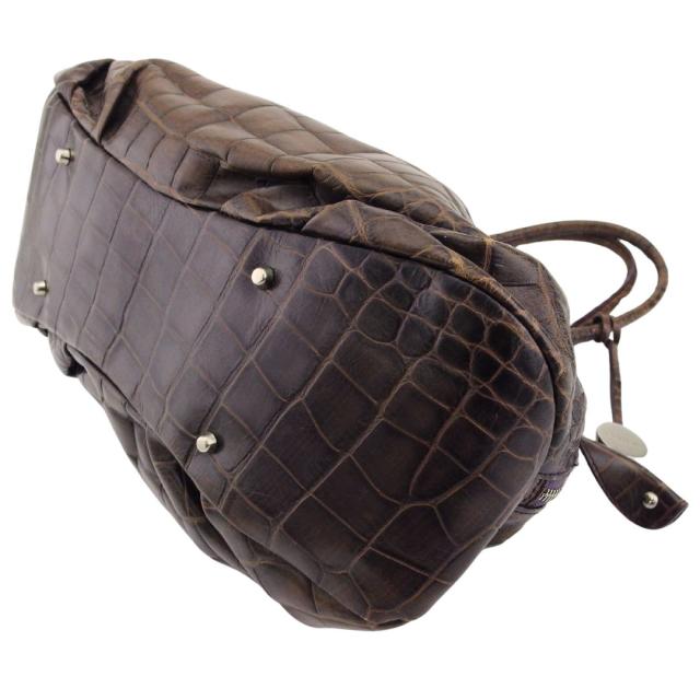 フルラ Furla トートバッグクロコ調 ロゴチャーム付き ブラウン