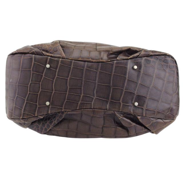 フルラ Furla トートバッグクロコ調 ロゴチャーム付き ブラウン