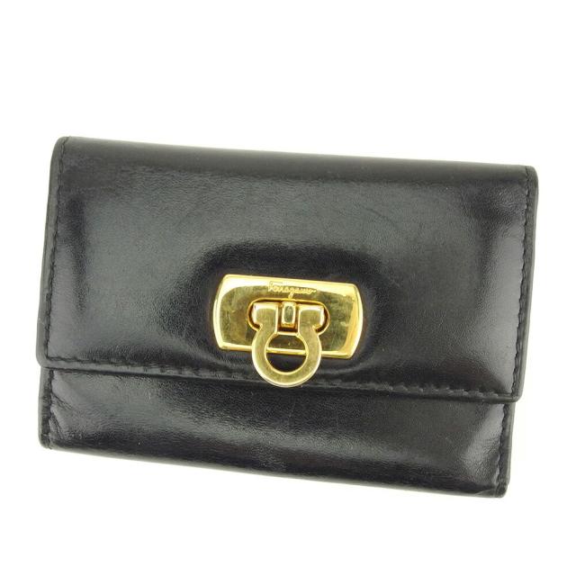 【BIGお買い物ラリー★30%OFFセール中】サルヴァトーレフェラガモ Salvatore Ferragamo キーケースガンチーニ ブラック レディース 中古