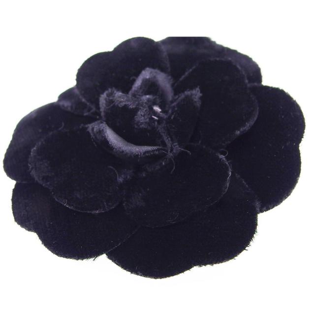 【週末タイムセール】シャネル CHANEL ブローチカメリア フラワー 花 ブラック レディース 中古