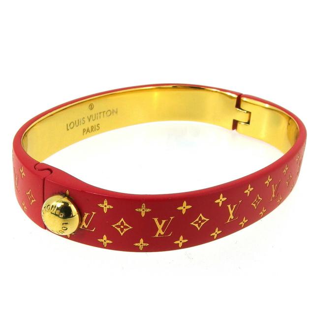 ルイ・ヴィトン LOUIS VUITTON バングルモノグラム ♯Sサイズ カフ ナノグラム レッド ゴールド レディース 中古