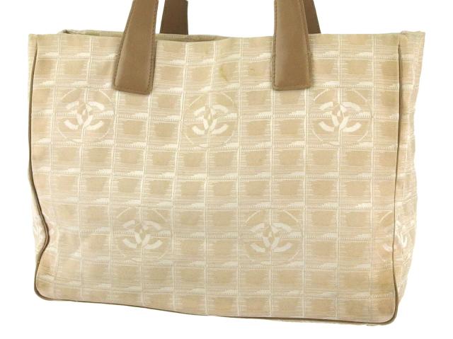 【GWタイムセール】シャネル CHANEL トートバッグニュートラベルライン トートMM ベージュ ゴールド レディース 中古_1