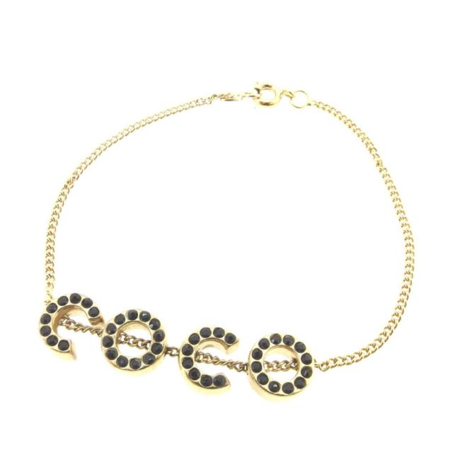 【GWタイムセール】シャネル CHANEL ブレスレットCOCO ココ ブラックストーン付き ゴールド ブラック レディース 中古