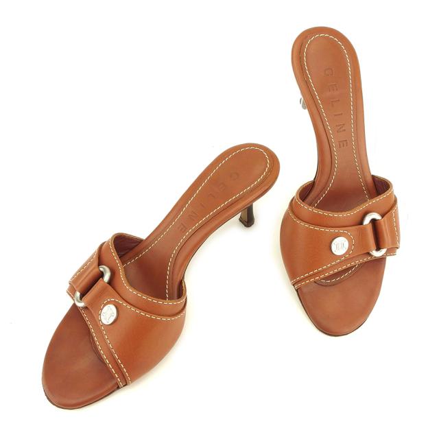 【X'masセール★30%OFF】セリーヌ CELINE サンダル #35ハーフ ブラウン レディース 中古
